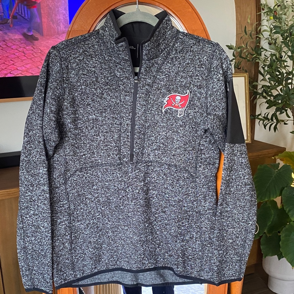 Antigua Black & Gray Quarter-Zip Pullover with Tampa Bay Buccaneers Football Log